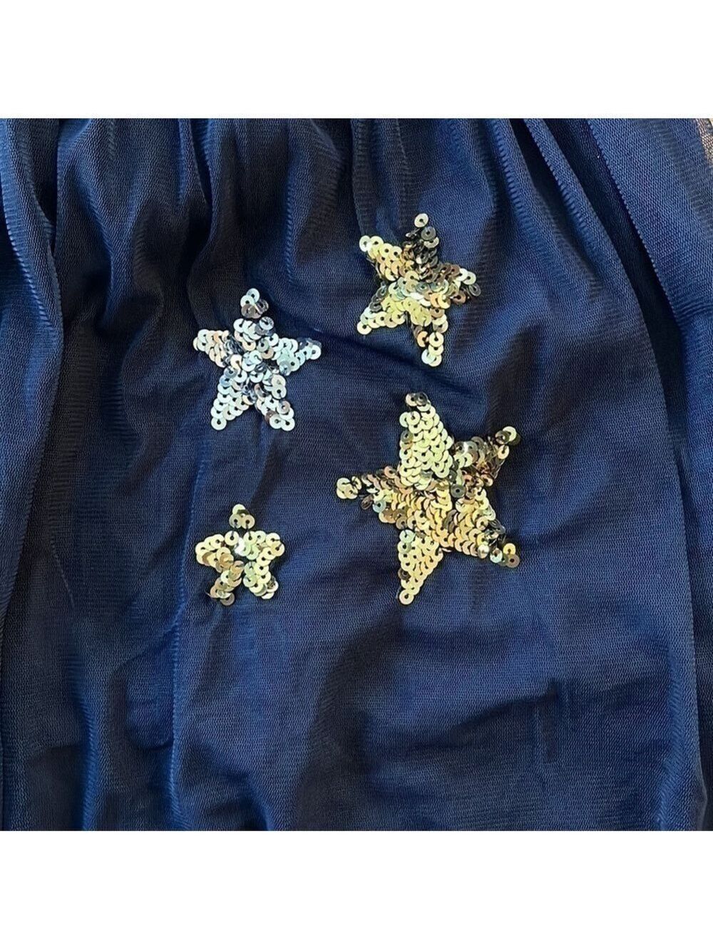 J.CREW CrewCuts Girls Navy Tulle Skirt with Silver & Gold Sequin Stars XL - Picture 3 of 6